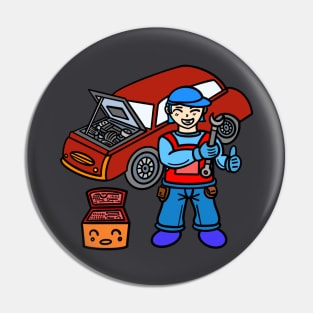 Chibi car mechanic Pin