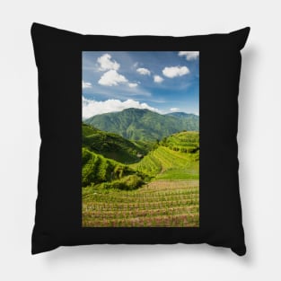 Landscape of rice terraces in china Pillow
