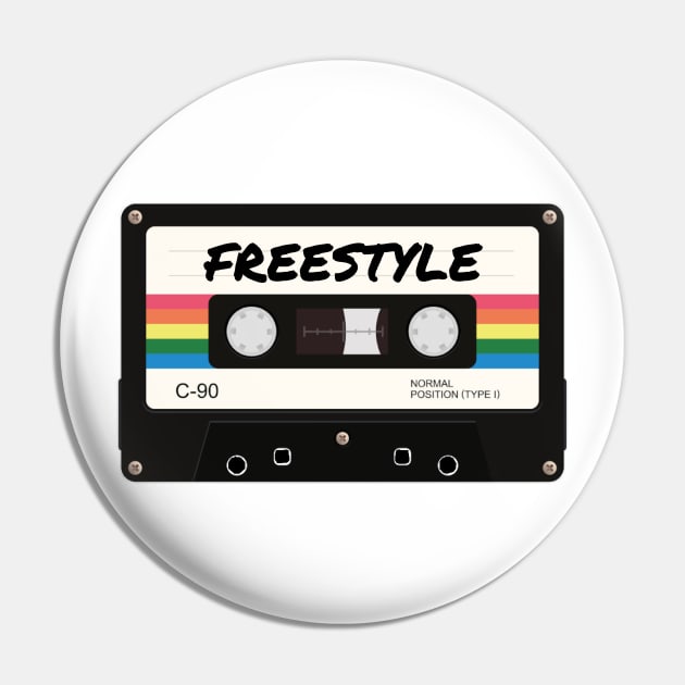 Retro 80s Music Freestyle Mixtape Colored Pin by musicgeniusart