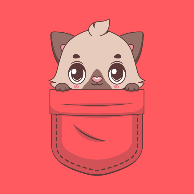 Kawaii kitten in pocket design by GazingNeko