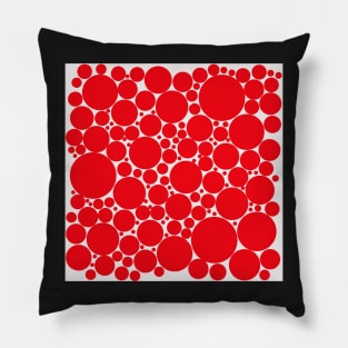 red pop art polka dots on white Pillow