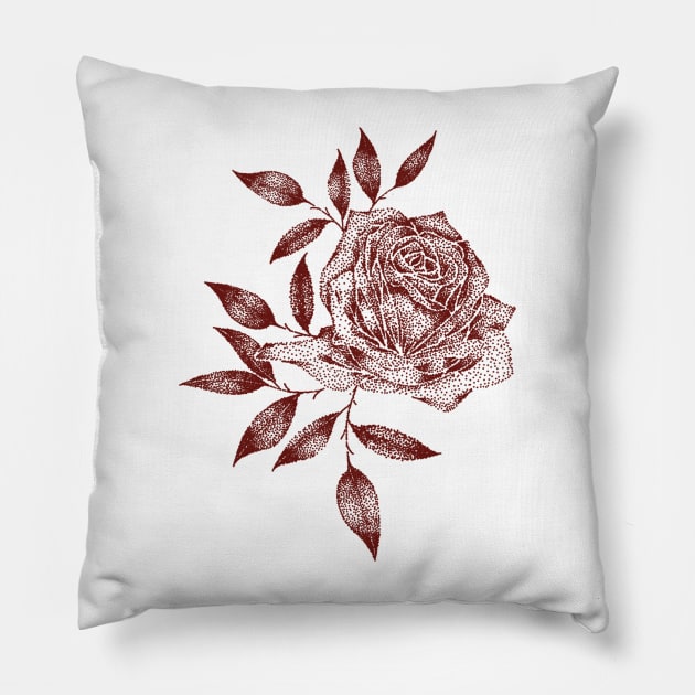 Red Rose Pillow by P7 illustrations 