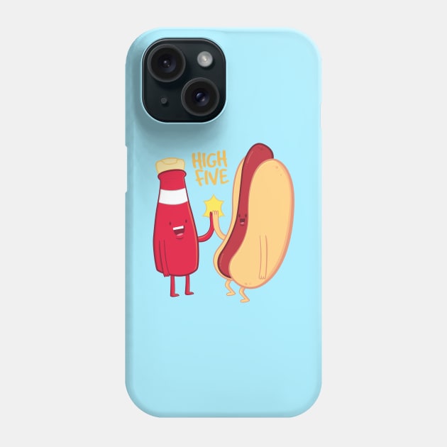 Ketchup & Hot Dog High Five Phone Case by Digster