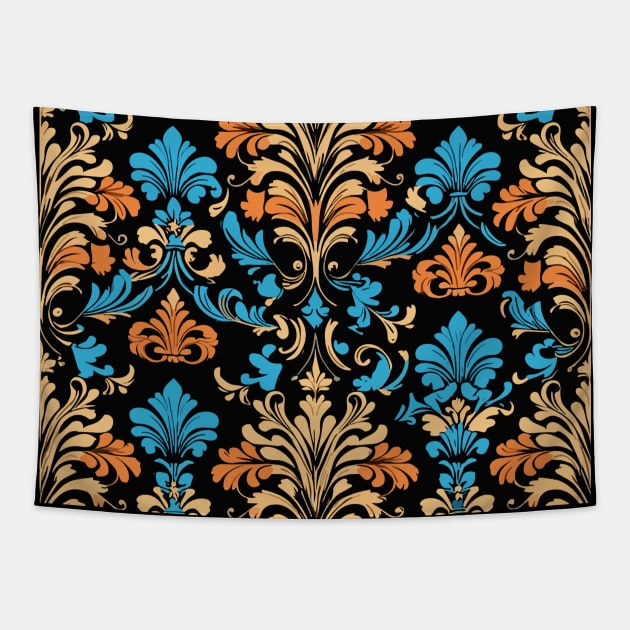 Damask pattern illustration Tapestry by Nad2em