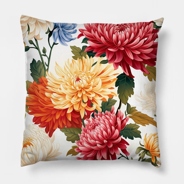 Vintage chrysanthemum pattern Pillow by HSH-Designing