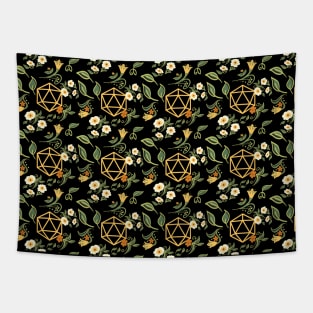 Yellow D20 Dice of the Druid Pattern Tapestry