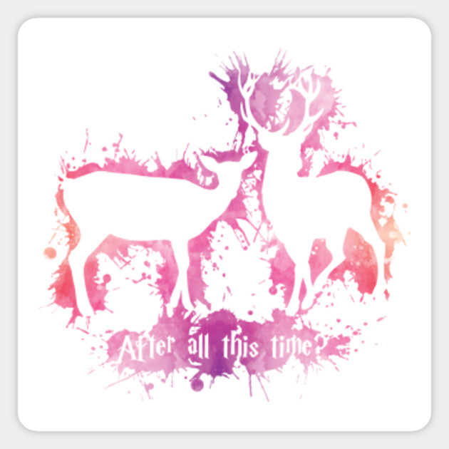 Harry Potter Marauders Prongs And Lily Splashes Outline Pink Watercolour After All This Time Potterhead Severus Snape Hogwarts Patronus Harry Potter Sticker Teepublic Uk