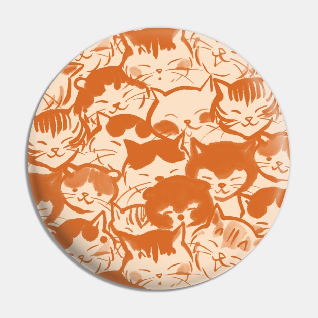 Happy Cats Faces (orange) Pin by juliewu