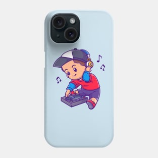 Cute Boy Playing DJ Music Cartoon Phone Case