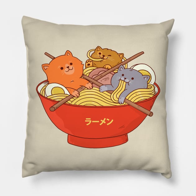 Ramen and cats Pillow by ppmid