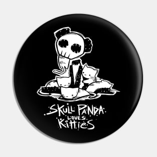 Skull Panda Loves Kitties Pin