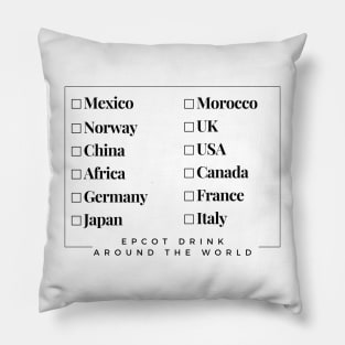 EPCOT Drink Around The World Checklist T-Shirt Pillow