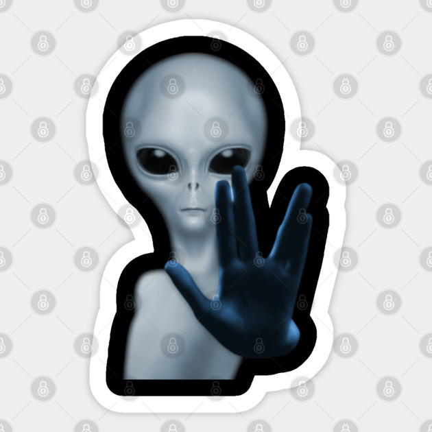 Gray Alien We Come In Peace Alien Peace Sticker Teepublic