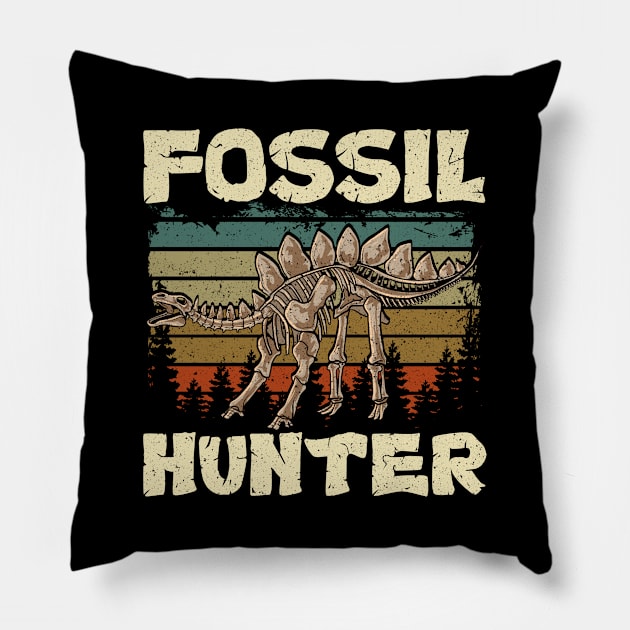 Cute & Funny Fossil Hunter Paleontology Dinosaur Pillow by theperfectpresents