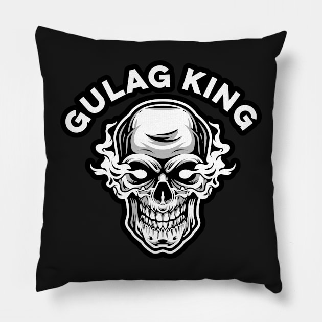 Gulag King Funny Video Games Smoking Skull Pillow by markz66