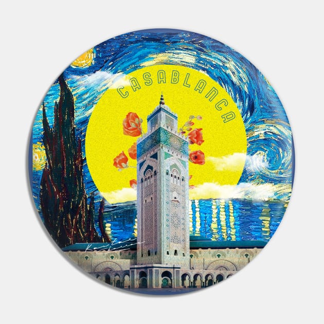 Casablanca vangogh Pin by ARTWEARABLE.MA