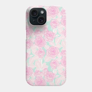 Pink and Mint Romantic Roses Phone Case