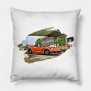 Corvette ZR1 Detroit Print Pillow