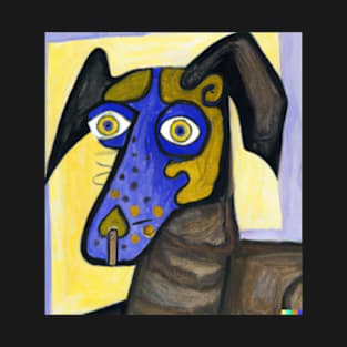 Cubism Style Abstract Cute Dog Named Doggy Fine Art Painting T-Shirt