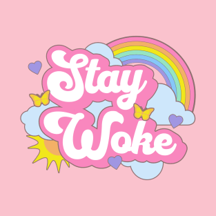 Stay Woke Cute Gay Rainbow Kawaii Anti Desantis T-Shirt