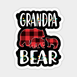 Grandpa Bear Red Plaid Christmas Pajama Matching Family Gift Magnet