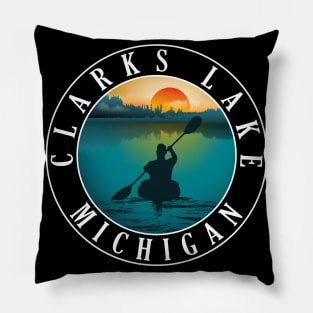 Clarks Lake Kayaking Michigan Sunset Pillow