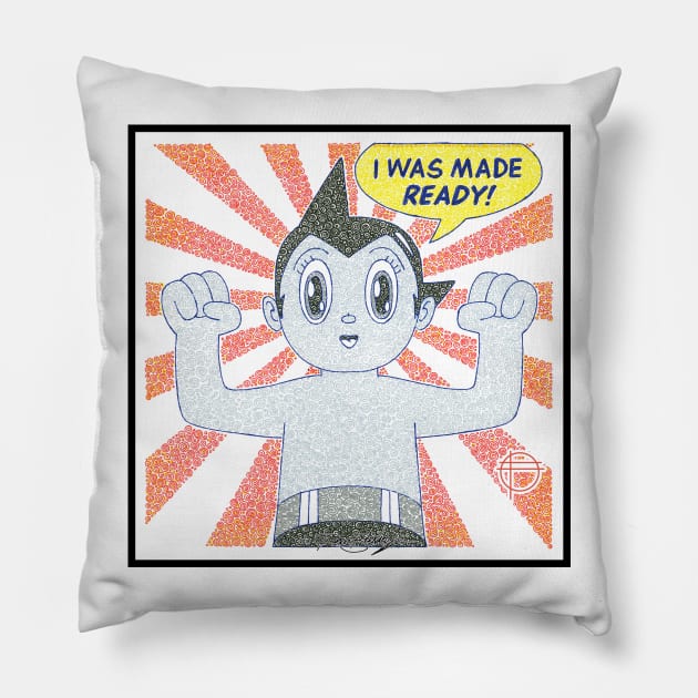 Astro Boy - I Was Made Ready! Circle Design Pillow by pbdotman