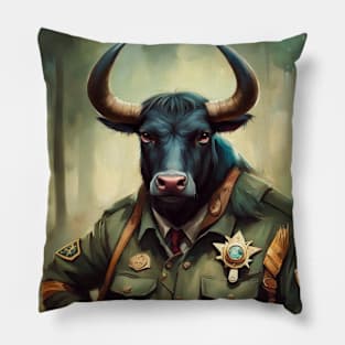 Bull dressed as a Forest Ranger No.1 Pillow