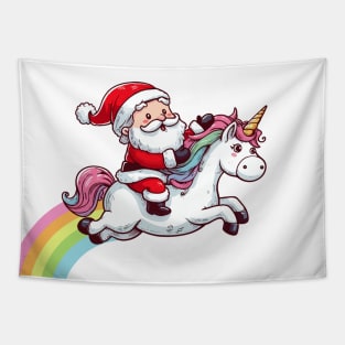 Santa Riding Unicorn Tapestry