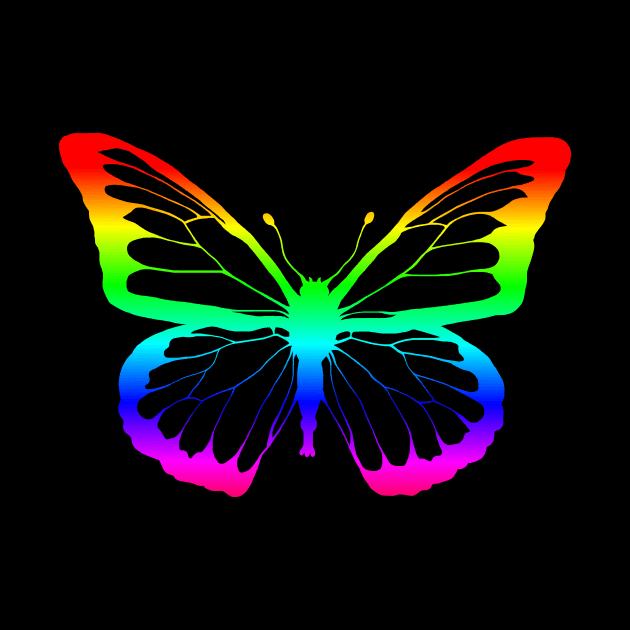 Rainbow Outline Butterfly by Art by Deborah Camp