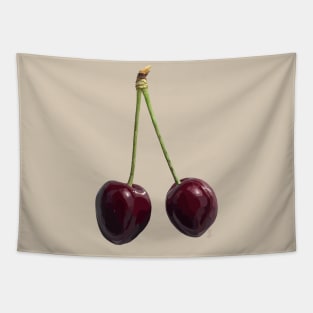 Red cherries on creme Tapestry