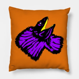 Neon Purple Frilled-neck Lizard Pillow