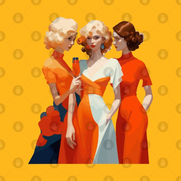 Three art deco women by CatCoconut-Art