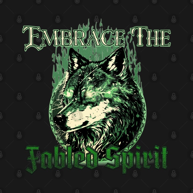 Embrace The Fabled Spirit Wolf Green by mythikcreationz