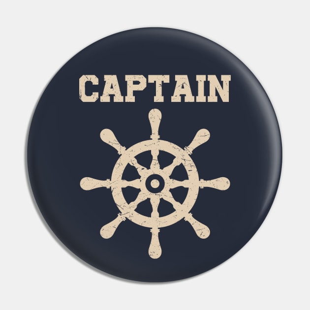 Captain Vintage Ship Steer Sailor Enthusiast Gift Pin by Distant War