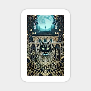 Black yule Cat at night 4 Magnet