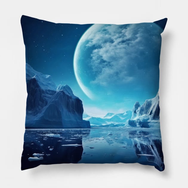 Cold Vast Land Serene Landscape Surreal Pillow by Cubebox