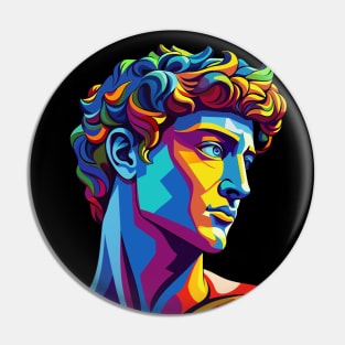 Head of Michelangelo's David in pop art style Pin