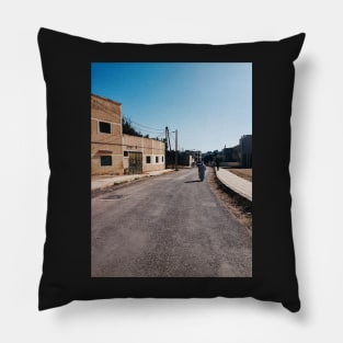 Muslim Woman Walking Down Quiet Street Pillow