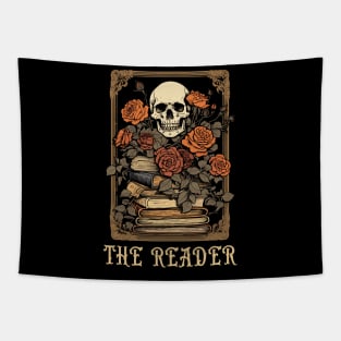 The Reader Tarot Card Skeleton Librarian Banned Books Tapestry