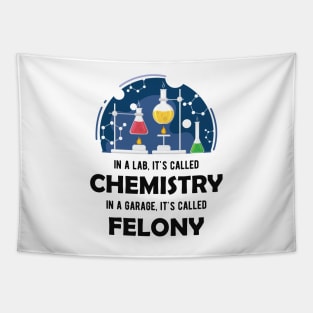 Chemistry - In lab, It's called chemistry. In garage, It's called felony Tapestry