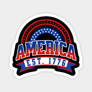 Est 1776 Patriotic US American Flag 4th Of July America Magnet