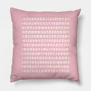 Font, white letters. Pillow