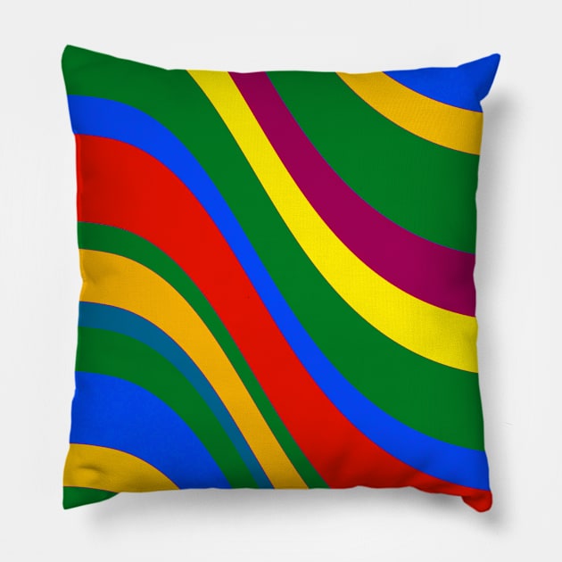 Gay Pride Gently Wavy Varied Stripes Pillow by VernenInk