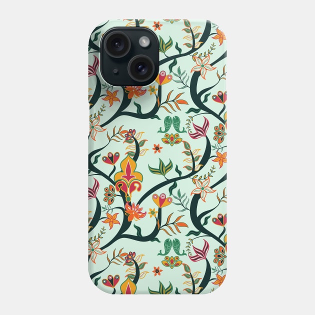 Mint Green Bohemian Intertwining Branches Phone Case by KeeganCreations