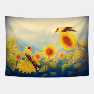 Gold Sunflowers Tapestry