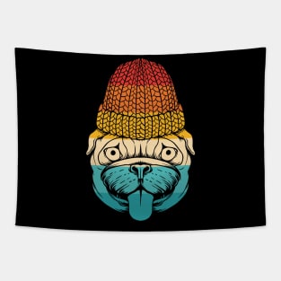 Dog Retro Pug Hat Tapestry