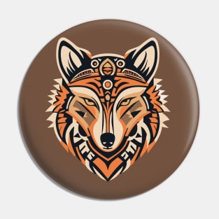 Wolf Mask Aztek Tribal Ethno Design Pin