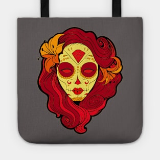 Red hair Pin-up goth girl graphic design Tote