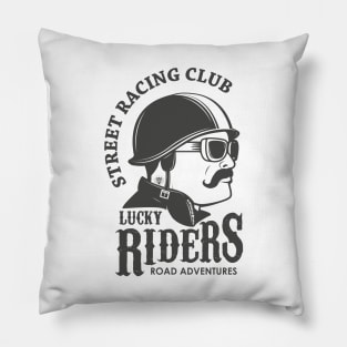 Street Racing Club Lucky Riders Road Adventures, Funny Vintage Cyclist Father's Day Gift Pillow